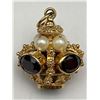 Image 6 : 18k Yellow Gold Pendant With Garnet and Pearl -APPRAISED $5000