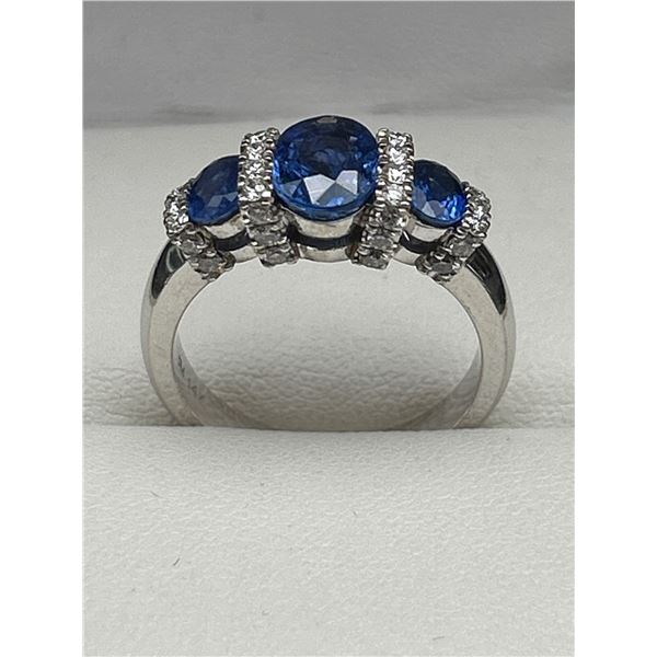 14K White Gold Sapphire and Diamond Ring -APPRAISED $6000
