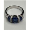 Image 7 : 14K White Gold Sapphire and Diamond Ring -APPRAISED $6000
