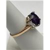 Image 2 : 14k Gold Amethyst and Diamond Ring -APPRAISED $3000