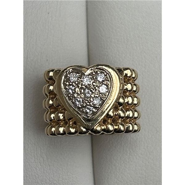 14K Gold Diamond Hear Ring -APPRAISED $5500