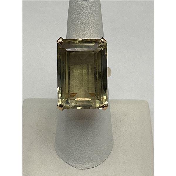 10K Gold Ladies Green Citrine RIng -APPRAISED $4500