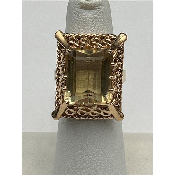 14K Gold Citrine Solitaire Ring -APPRAISED $3000