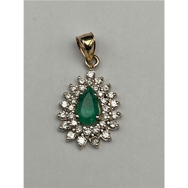 14k Gold Diamond and Emerald Pendant -APPRAISED $2500