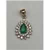 Image 1 : 14k Gold Diamond and Emerald Pendant -APPRAISED $2500