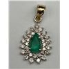 Image 5 : 14k Gold Diamond and Emerald Pendant -APPRAISED $2500