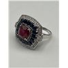 Image 1 : Silver Ruby & Sapphire Ring -APPRAISED $1210