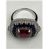 Image 2 : Silver Ruby & Sapphire Ring -APPRAISED $1210