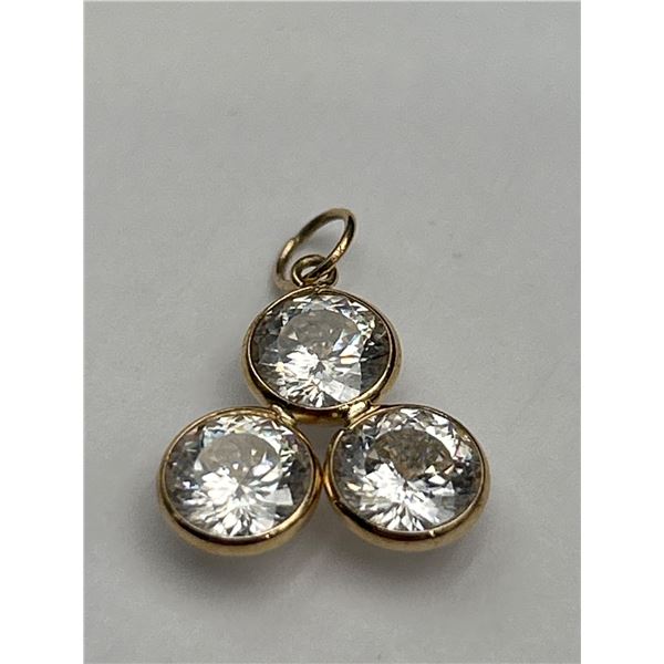 10K Gold Triple Moissanite Pendant -APPRAISED $1000
