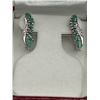 Image 1 : Ladies .925 Silver Emerald Earring Set  -APPRAISED $640