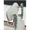Image 2 : Ladies .925 Silver Emerald Earring Set  -APPRAISED $640