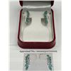 Image 5 : Ladies .925 Silver Emerald Earring Set  -APPRAISED $640
