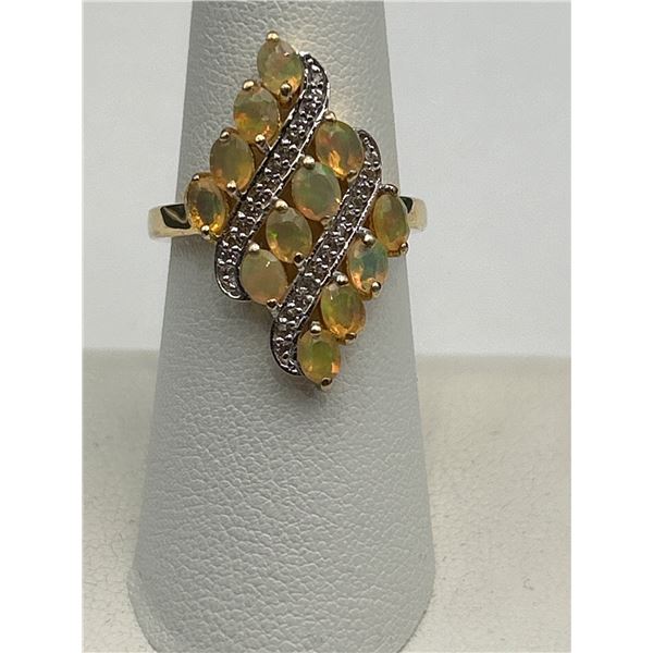 Gold-Plated Opal & Sapphire  Silver Ring  -APPRAISED $700