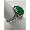 Image 2 : Silver .925 Ring with Cabochon Cut Green Jade -APPRAISED $715