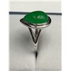 Image 3 : Silver .925 Ring with Cabochon Cut Green Jade -APPRAISED $715
