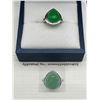 Image 5 : Silver .925 Ring with Cabochon Cut Green Jade -APPRAISED $715