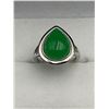 Image 6 : Silver .925 Ring with Cabochon Cut Green Jade -APPRAISED $715