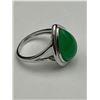 Image 7 : Silver .925 Ring with Cabochon Cut Green Jade -APPRAISED $715