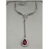 Image 6 : Silver Ruby Solitaire Pendant & Chain Set  -APPRAISED $700