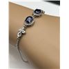 Image 2 : Natural Blue Sapphire Silver Bracelet  -APPRAISED $1000