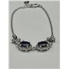 Image 6 : Natural Blue Sapphire Silver Bracelet  -APPRAISED $1000