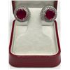 Image 2 : Halo Style Ruby Cluster Earrings – APPRAISED $1560