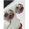 Image 3 : Halo Style Ruby Cluster Earrings – APPRAISED $1560