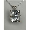 Image 1 : White Topaz Solitaire Pendant & Chain  -APPRAISED $1085