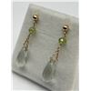 Image 1 : 14K Gold Green Peridot & Amethyst Earrings  -APPRAISED $1430