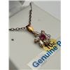 Image 3 : 10K Gold Natural Ruby Cluster Pendant & Chain  -APPRAISED $840