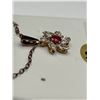 Image 6 : 10K Gold Natural Ruby Cluster Pendant & Chain  -APPRAISED $840