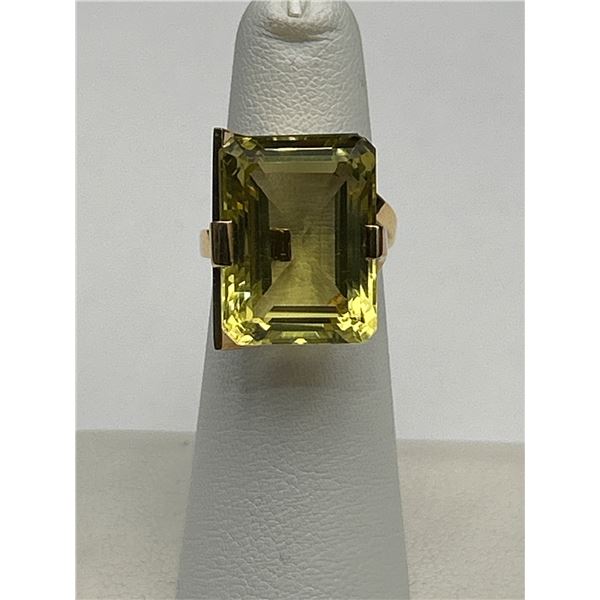 18k Yellow Gold Emerald-Cut Peridot Ring  -APPRAISED $5500