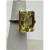 Image 5 : 18k Yellow Gold Emerald-Cut Peridot Ring  -APPRAISED $5500
