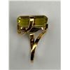 Image 8 : 18k Yellow Gold Emerald-Cut Peridot Ring  -APPRAISED $5500