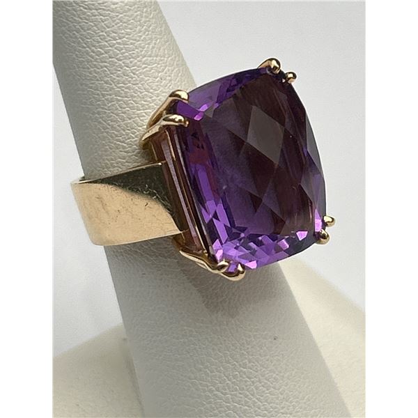 14K Yellow Gold Amethyst Solitaire Ring -APPRAISED $4350