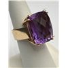 Image 1 : 14K Yellow Gold Amethyst Solitaire Ring -APPRAISED $4350