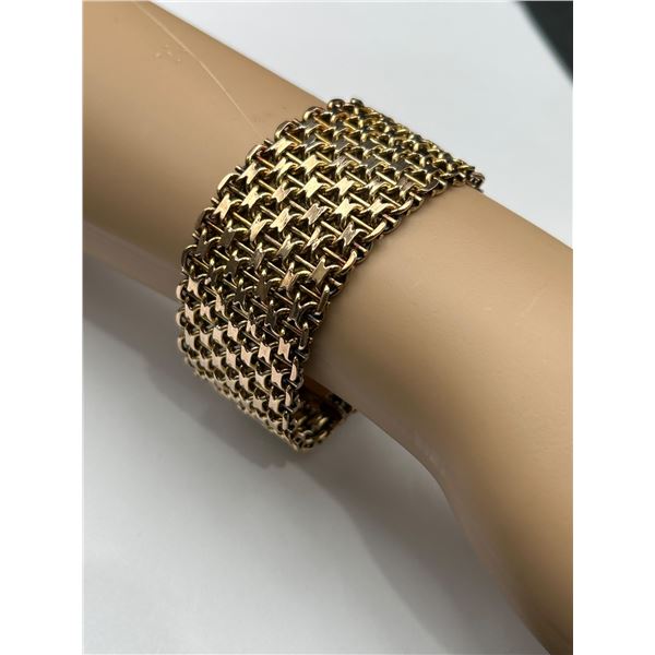 14K Yellow Gold Wide Fancy Mesh Bracelet -APPRAISED $28,000
