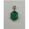 Image 1 : 14K Yellow Gold Emerald and Diamond Pendant -APPRAISED $3000