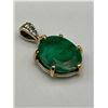 Image 2 : 14K Yellow Gold Emerald and Diamond Pendant -APPRAISED $3000