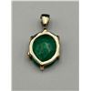 Image 4 : 14K Yellow Gold Emerald and Diamond Pendant -APPRAISED $3000