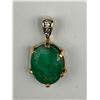 Image 5 : 14K Yellow Gold Emerald and Diamond Pendant -APPRAISED $3000