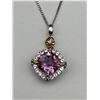 Image 1 : Sterling Silver Amethyst Solitaire Necklace -APPRAISED $600