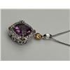 Image 2 : Sterling Silver Amethyst Solitaire Necklace -APPRAISED $600