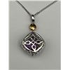 Image 5 : Sterling Silver Amethyst Solitaire Necklace -APPRAISED $600