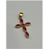Image 3 : 18K Gold Natural Ruby Cross Pendant -APPRAISED $1703