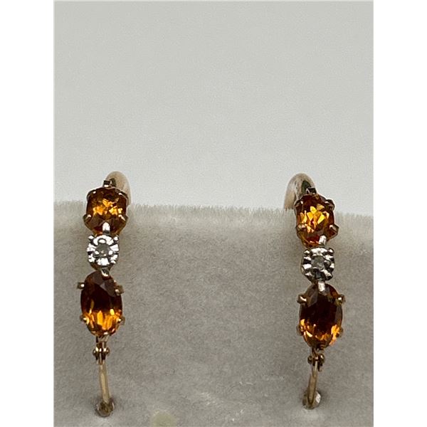 9K Gold Citrine & Dimond Earring Set – APPRAISED $600