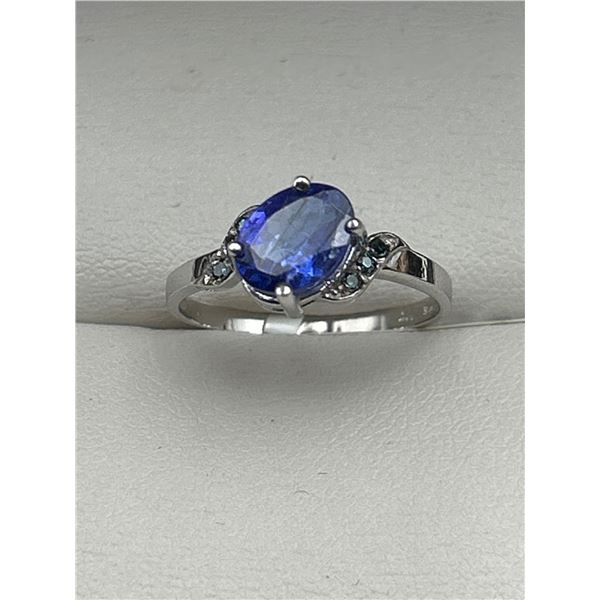 10K White Gold Ring Tanzanite and Diamond Ring -APPRAISED $2300