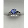 Image 1 : 10K White Gold Ring Tanzanite and Diamond Ring -APPRAISED $2300