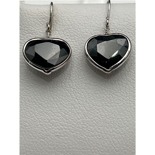 14K Gold Blue Sapphire Heart Earring Set -APPRAISED $1600