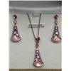 Image 1 : Rose Gold Mother of Pearl Necklace & Earrings -APPRAISED $1200